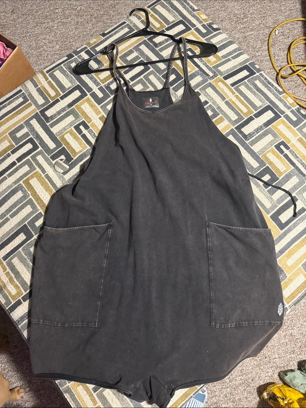 FP Movement by Free People Black Sleeveless Romper Dress with Pockets